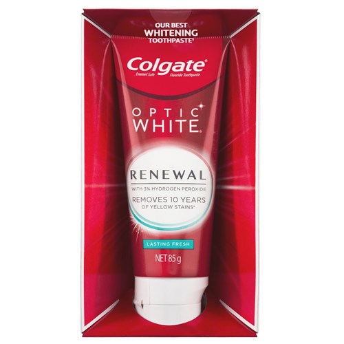 Colgate OPTIC WHITE - RENEWAL Toothpaste - 3% Hydrogen Peroxide - 85g, 6-Pack