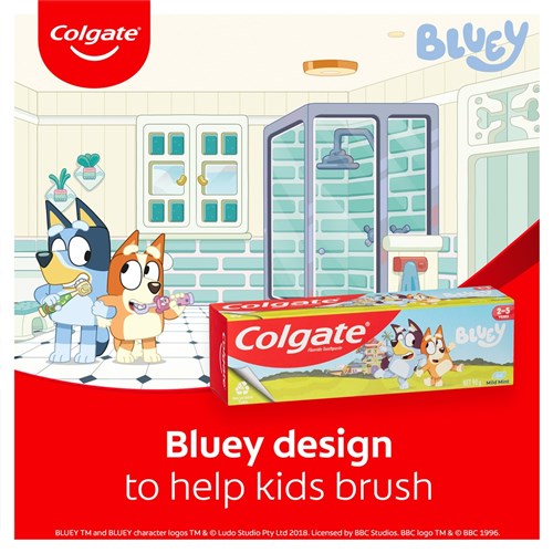 Colgate Kids Gel Toothpaste - Bluey - Mild Mint - 2-5 Years - 90g, 12-Pack