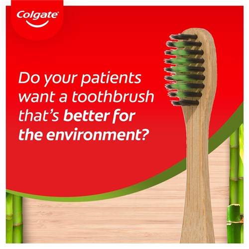 Colgate Manual Toothbrush - Bamboo Handle - Charcoal Brush - Soft Bristles, 6-Pack