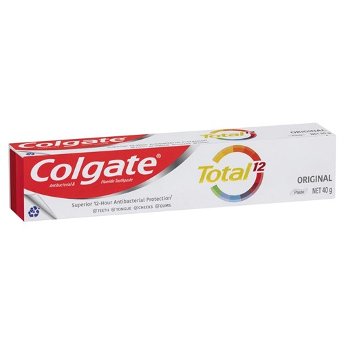 Colgate Toothpaste - Total Original Antibacterial Fluoride Toothpaste - 40g, 24-Pack