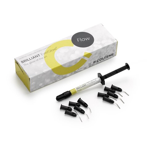 Coltene Brilliant EverGlow Flow - Flowable Composite - Shade A4/C4 - 2g Syringe, 1-Pack and 10 Needle Tips