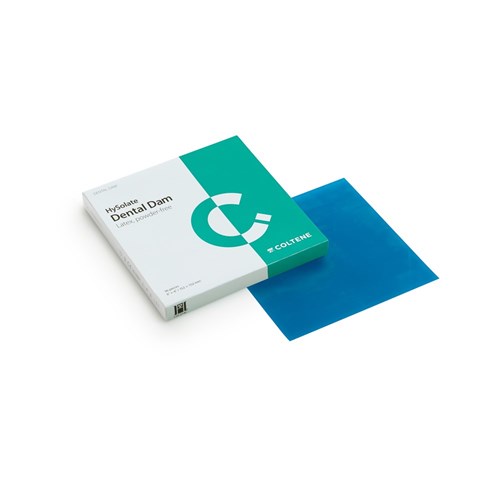 Coltene HySolate Dental Dam - Blue - Latex - Medium - 152mmx152mm, 36-Pack