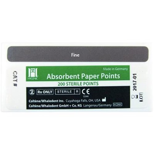 Coltene HYGENIC Paper Points - White Points - Size F - Drawer Box, 200-Pack