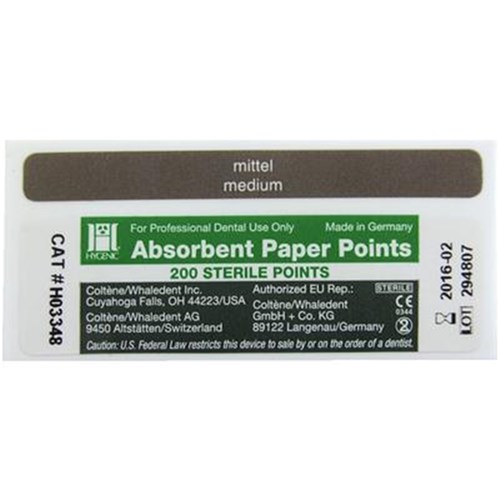 Coltene HYGENIC Paper Points - White Points - Size M - Drawer Box, 200-Pack