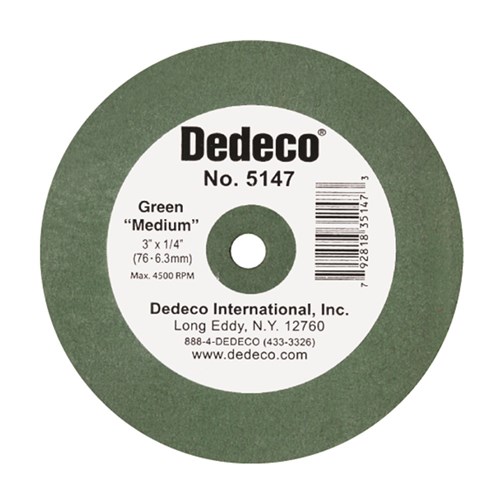 Dedeco Lathe Wheel - Green - Medium - Rubber Bonded - 76 x 6.3mm