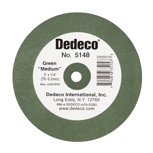 Dedeco Lathe Wheel - Green - Medium - Rubber Bonded - 76 x 9.5mm
