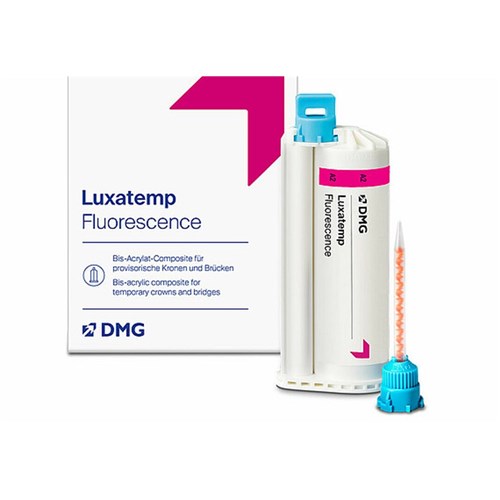 DMG Luxatemp Fluorescence - Temporary Crown and Bridge - Shade A1 - 76g Cartridge, 1-Pack and 15-Pack Mixing Tips