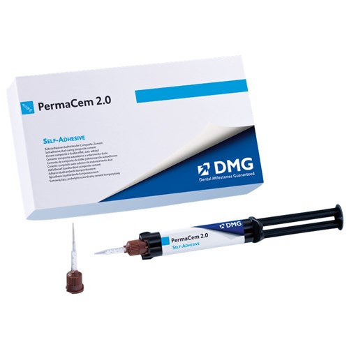 DMG PermaCem 2.0 - Self-Adhesive Dual-Curing Composite Cement - Shade A3 Opaque - 9g Syringe, 1-Pack and 15 Mix tips