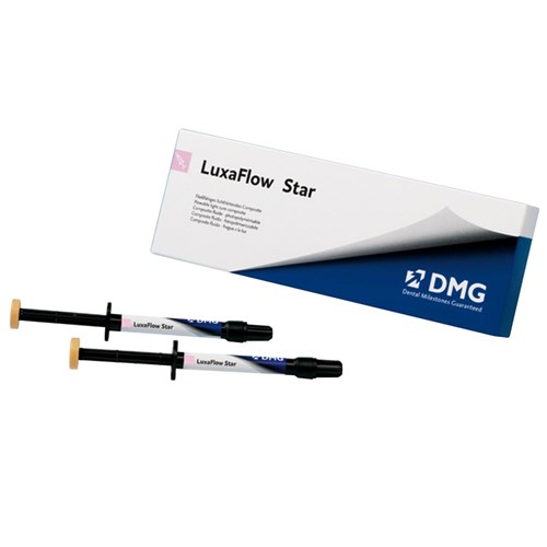 DMG LuxaFlow Star - Temporary Restoration Repair - Shade A35 - 1.5g Syringe, 2-Pack and 10 Tips