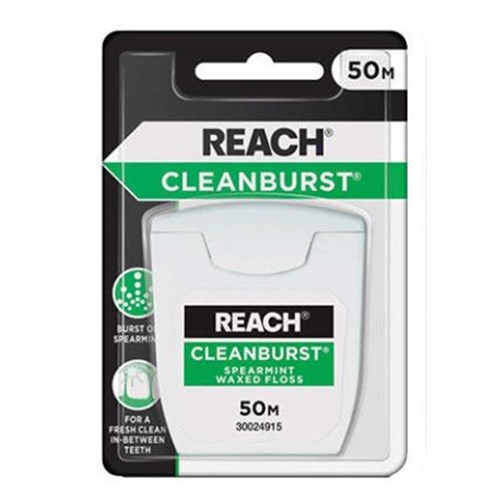 REACH Cleanburst Floss - Mint - Waxed - 50m, 1-Pack