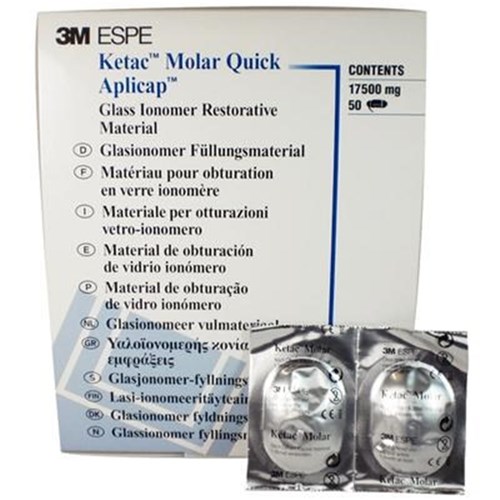 3M Ketac Molar - Quick - Glass Ionomer Restorative - Shade A3 - Applicap, 50-Pack