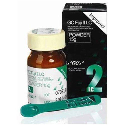 GC FUJI 2 LC Improved Powder - Light-Cured Glass Ionomer Restorative - Shade A1 - 15g bottle