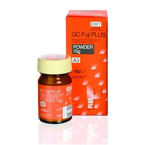 GC FUJI PLUS EWT - Resin-Modified Glass Ionomer Cement - Extra Working Time - Shade A3 - 16g Powder