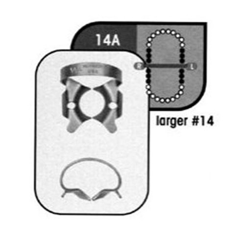 Rubber Dam CLAMP #14A Molars Satin Steel