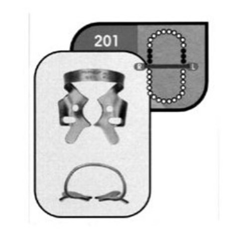 Rubber Dam CLAMP #201Upper Molars Satin Steel