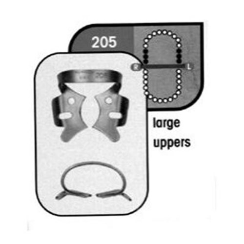 Rubber Dam CLAMP #205 Large Upper Molars Satin Steel