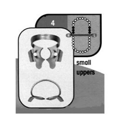 HuFriedyGroup Satin Steel Rubber Dam Clamp - #4 - Small Upper Molars