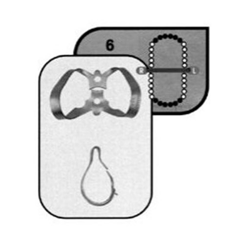 HuFriedyGroup Satin Steel Rubber Dam Clamp - #6 - Anterior