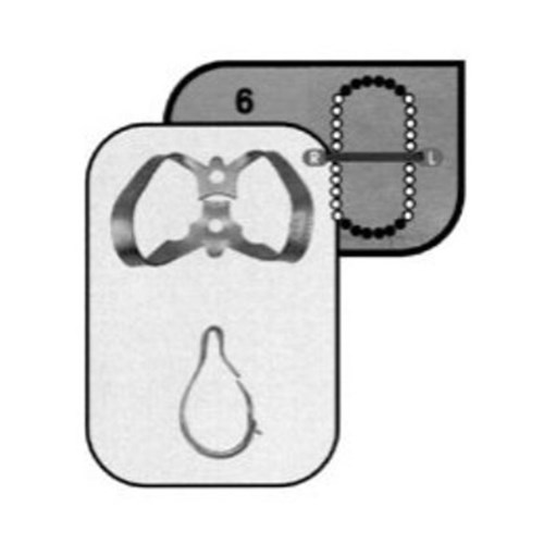 HuFriedyGroup Satin Steel Rubber Dam Clamp - #6 - Anterior
