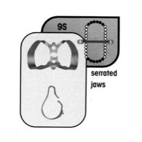 HuFriedyGroup Satin Steel Rubber Dam Clamp - #9S - Anterior
