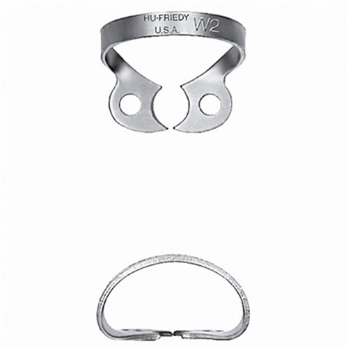 HuFriedyGroup Satin Steel Rubber Dam Clamp - #W2 - Premolar
