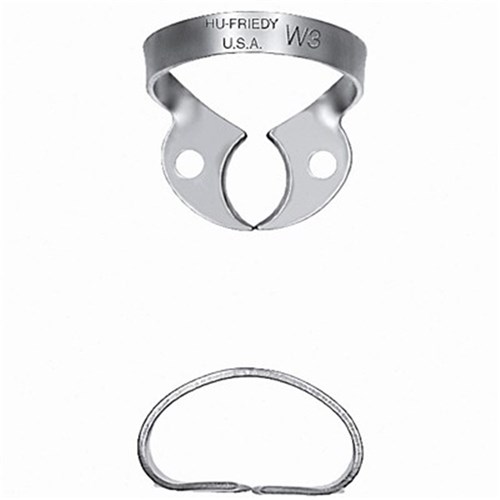 HuFriedyGroup Satin Steel Rubber Dam Clamp - #W3 - Small Lower Molars