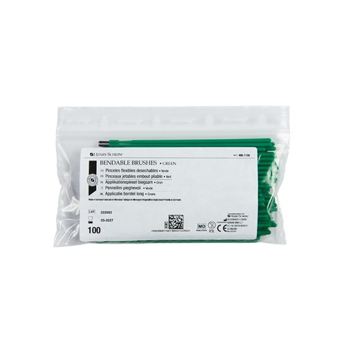 Henry Schein Bendable Brush - Green - 13cm, 100-Pack