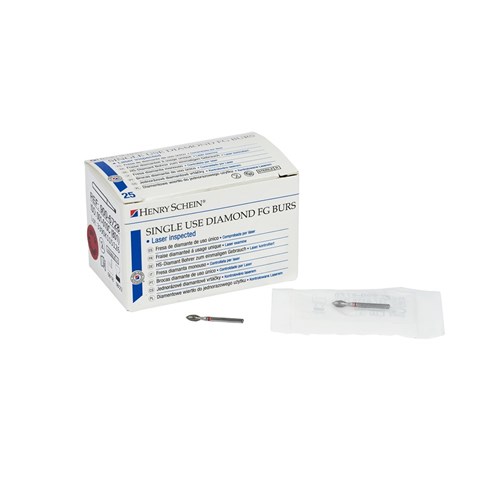 Henry Schein Diamond Bur - 257-023F - Bud - Sterile - Single Patient - High Speed, Friction Grip (FG), 25-Pack