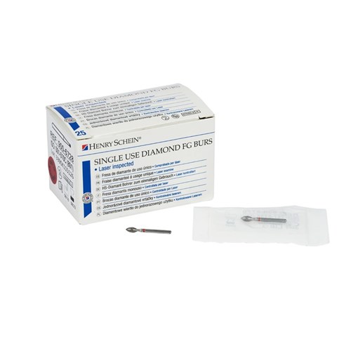 Henry Schein Diamond Bur - 257-023XF - Bud - Sterile - Single Patient - High Speed, Friction Grip (FG), 25-Pack