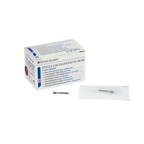 Henry Schein Diamond Bur - 277-023XF - Egg - Sterile - Single Patient - High Speed, Friction Grip (FG), 25-Pack