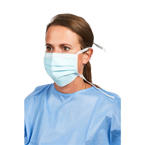 Henry Schein Maxima Mask - Level 2 - Tie On - Blue, 50-Pack