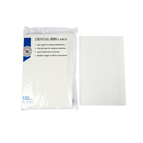 HS-9884945 HS Dental Bibs Large 4ply paper 28.5 x 43cm