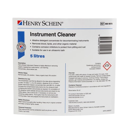 Henry Schein Instrument Cleaner - Concentrate, 5L Bottle