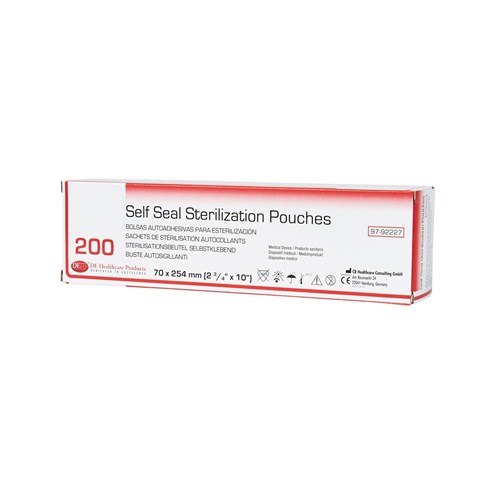 DE Self Seal Sterilisation Pouches - 70mm x 254mm, 200-Pack