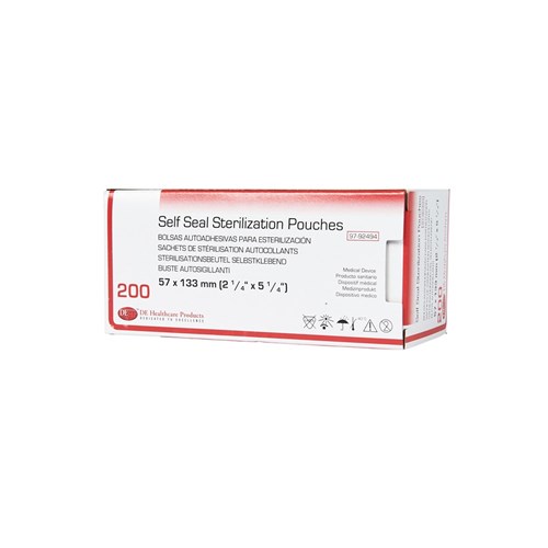 DE Self Seal Sterilisation Pouches - 57mm x 133mm, 200-Pack