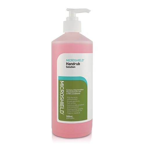 MICROSHIELD Handrub 70%Ethanol 0.5% Chlorhex 500ml with Pump