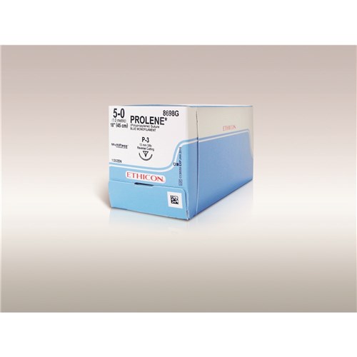 Johnson & Johnson Suture Ethicon Prolene, 13mm, 5/0, P3, 3/8 Circle Reverse Cut, 12-Pack