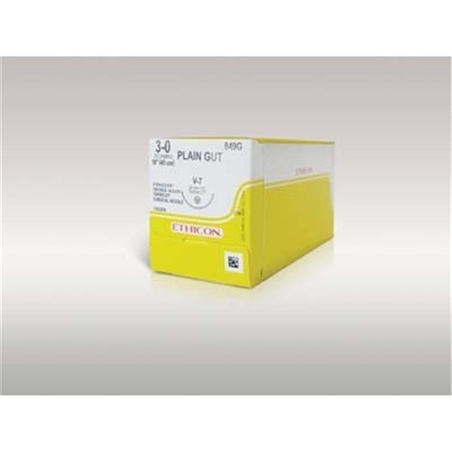 Johnson & Johnson Suture Ethicon Plain Gut, 19mm, 3/0, FS2, 3/8 Circle Reverse Cut, 36-Pack