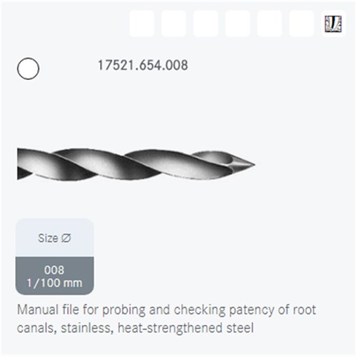 Komet Patency File - 17521 - Size 008 - Length 21mm - Sterile, 6-pack