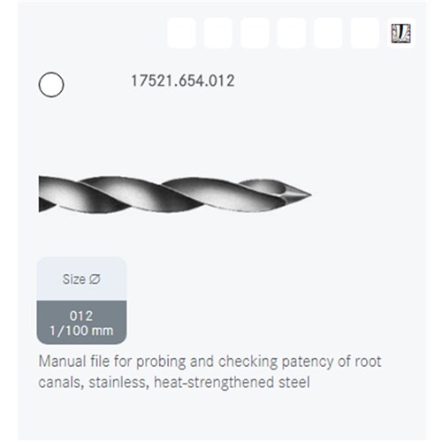 Komet Patency File - 17521 - Size 012 - Length 21mm - Sterile, 6-pack