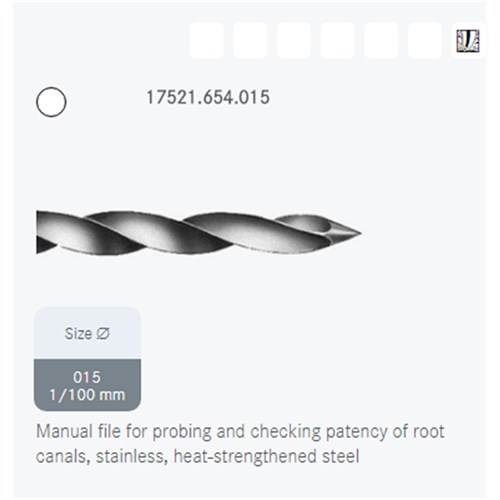 Komet Patency File - 17521 - Size 015 - Length 21mm - Sterile, 6-pack