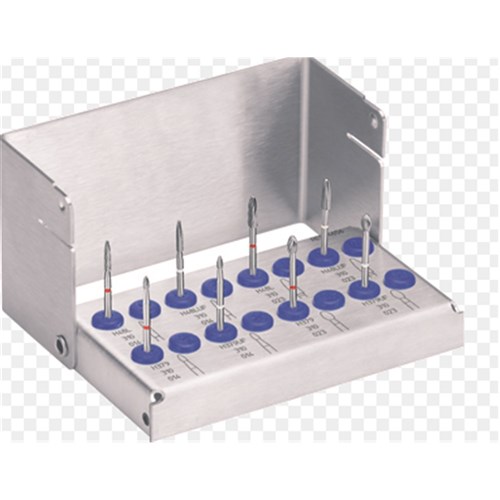 Komet Peri-Implantitis Kit - 4656 - Stainless Steel Block and 8 Burs