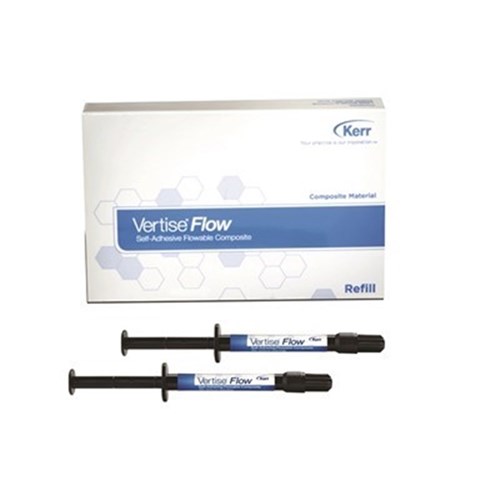 Kerr Vertise Flow - Self-Adhering Flowable Composite - Universal Opaque - 2g Syringe, 2-Pack with 20 Tips and 20 Brushes