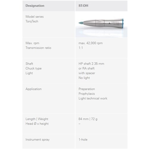 Morita Torqtech Straight Handpiece - ST-DH - 1:1 - Blue Band - Non-Optic