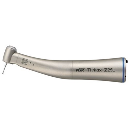 NSK TI Max Titanium Contra Angle Handpiece - Z25L - 1:1 - Blue Band - Push Chuck - Optic - Single Spray