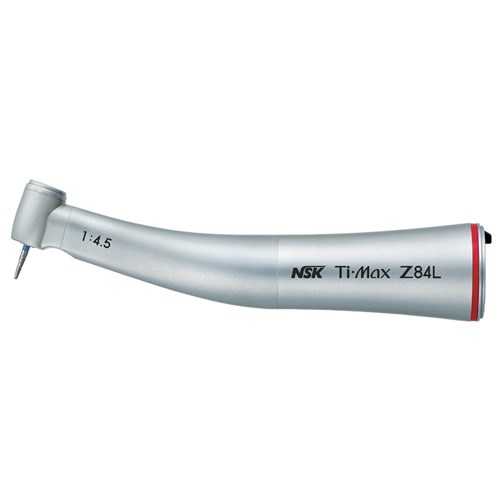 NSK Ti-Max Titanium Contra Angle Handpiece - Z84L - Mini Head - 1:4.5 - Red Band - Push Chuck - Optic - Internal Spray