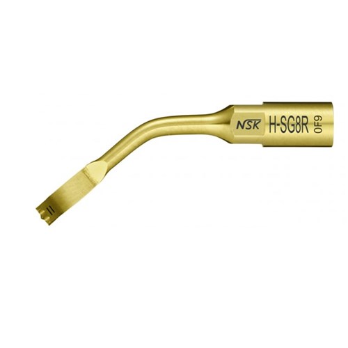 NSK Ultrasonic Bone Surgery Tip - H-SG8R - TiN Coating - 90 Degree Right Curved Tip - Three Teeth - 0.6mm