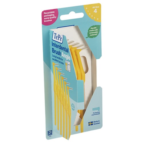 TePe Angle 0.7mm Yellow Pack of 6 Recycable Cardboard