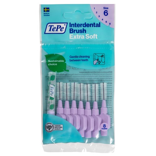 TePe Interdental Brush - Pastel Purple - X Soft - 1.1mm, 8-Pack