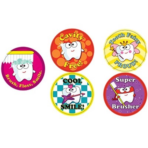 Sherman Assorted Dental Stickers - Novelty Designs - Roll of 100 Stickers